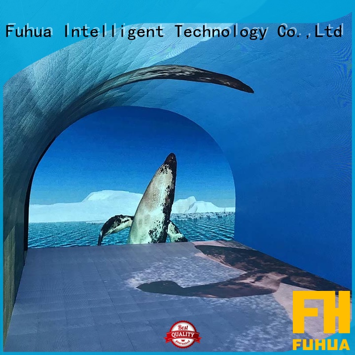 Fuhua automatic 180 degree curved projection screen floor for aquariums